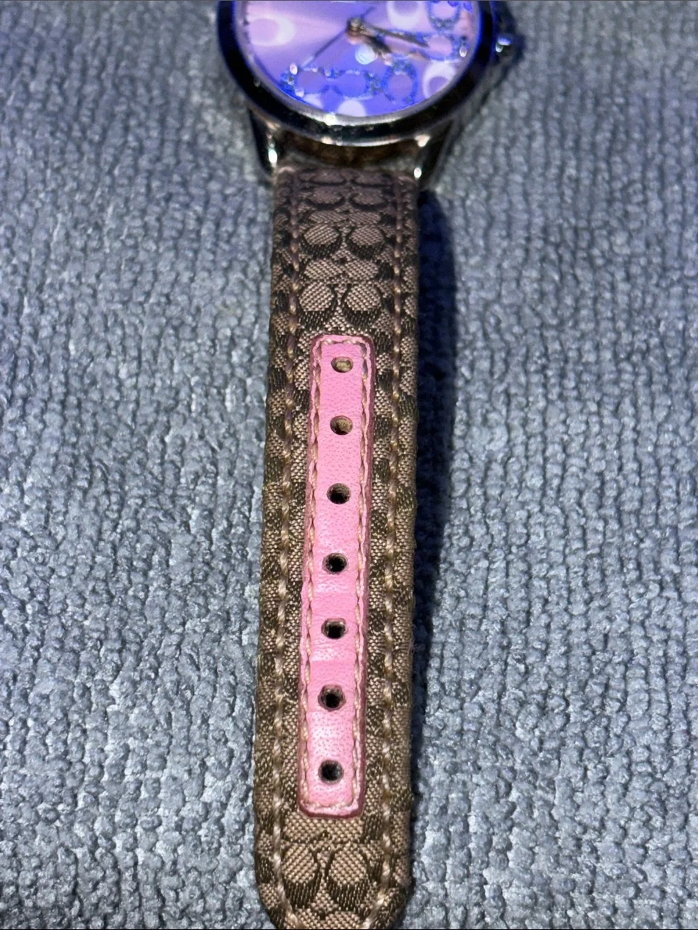 Coach Pink Dial Signature Logo Leather Strap Watch